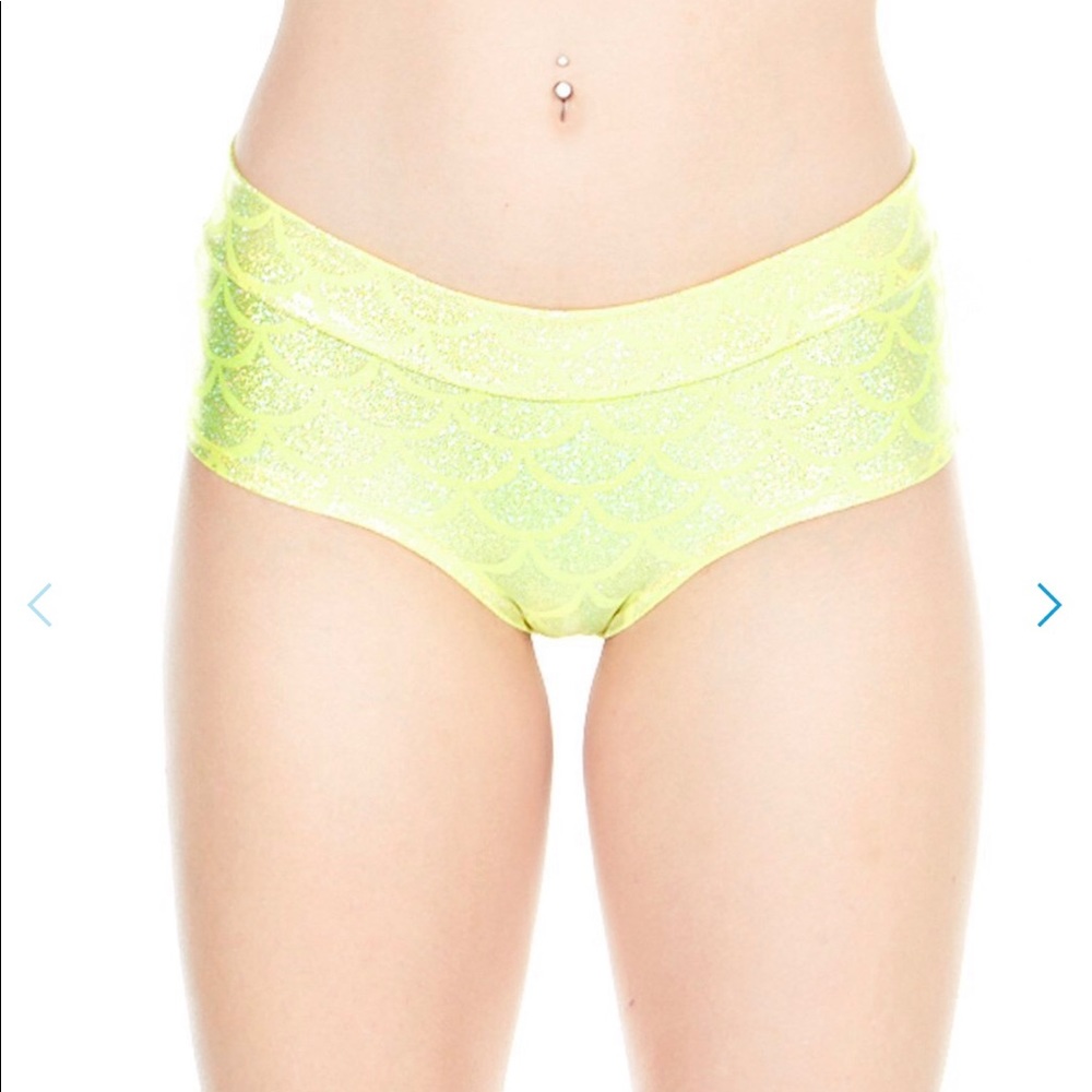 Yellow Sparkly Booty Shorts